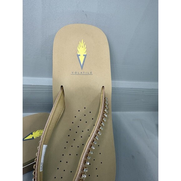 Volatile  Wedge Thong Sandals Tan Rhinestones Women's Size 10‎ NWOB Slip-On - Picture 5 of 7